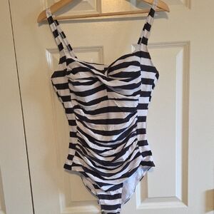 Black and White Striped Swimsuit NWT Size L